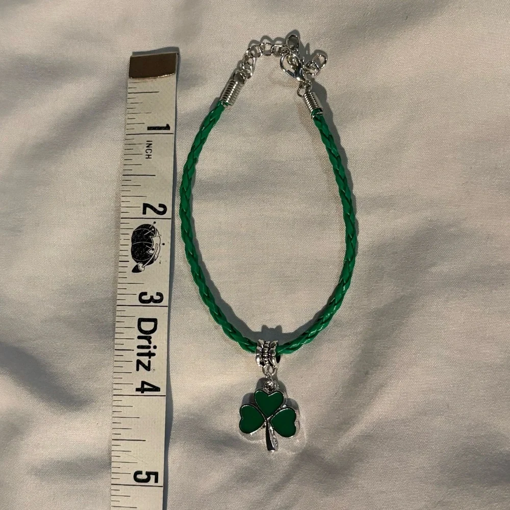 3 LEAF CLOVER | Silver Toned Lucky Irish Shamrock Charm on Rope Woven Bracelet
